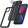 thumbnail image 1 of [5 in 1] Defender Designed for iPhone 13 Case 6.1 Inch, with 2 Pack Tempered Glass Screen Protector + 2 Pack Camera Lens Protector [Military Grade Protection] Shockproof Slim Thin Black, 1 of 14
