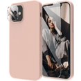 thumbnail image 1 of [5 in 1] Designed for iPhone 12 Case, for iPhone 12 Pro Case, with 2 Screen Protectors + 2 Camera Lens Protectors, Shockproof Silicone Case with Microfiber Lining, Pinksand, 1 of 11