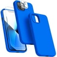 thumbnail image 1 of [5 in 1 Designed for iPhone 13 Case, with 2 Pack Screen Protector + 2 Pack Camera Lens Protector, Liquid Silicone Ultra Slim Shockproof Protective Phone Case [ Microfiber Lining](Klein Blue), 1 of 12