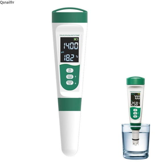 5 in 1 Digital Water Tester Meter, PH/TDS/EC/Salinity/Temp/Nutrient Solution, Water Tester Pen for Drinking Water Hydroponics Plant Fish Tank, Pool Salt Tester