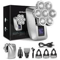 thumbnail image 1 of 5 in 1 Electric Head Shaver for Bald Men, 8D Elctric Shaver Cordless Razor W/ with Nose Hair Sideburns Trimmer, IPX7 Waterproof Wet/Dry Mens Grooming Kit, Anti-Pinch, LED Display, USB Rechargeable, 1 of 10