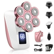 Electric Razors for Women, 7D Rotary Painless Shaver for Legs Bikini Facial Hair Removal, Body Wet/Dry Razor Water Resistant Grooming Kit, Cordless Women Trimmer for Lady Grooming