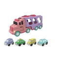 thumbnail image 1 of 5 in 1 Emergency Rescue Vehicle Carrier Truck Toys, Friction Power Cars with Rescue Helicopter, Police Car, Fire Truck, Ambulance Car, Transport Truck Tough Truckies Fire Truck(Purple), 1 of 9