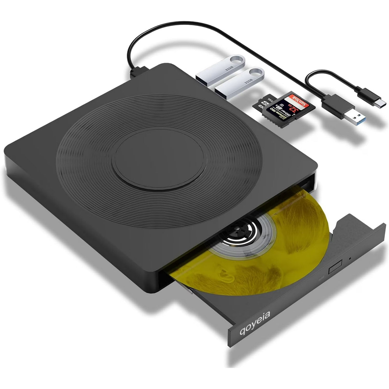 5 in 1 External DVD Player For Laptop with LightScribe DVD Burner CD ...