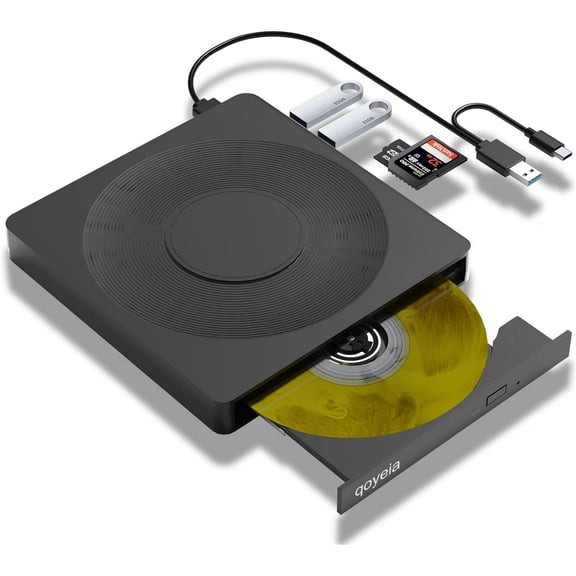 5 in 1 External DVD Player For Laptop with LightScribe DVD Burner CD Rom External CD/DVD Drive For PC Usb 3.0 External DVD Drive, DVD Reader Disc Player for Windows XP/7/8/10/11 Mac