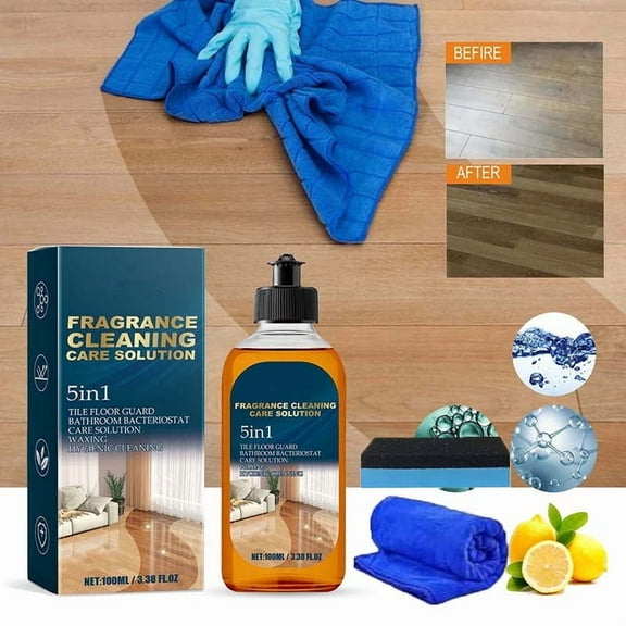 5 in 1 Floor Cleaner, 2026 New 5-in-1 Fragrance Cleaning Care Solution, Dual-Action Stain & Odor Remover for Hardwood Floors, Natural Shine for Mopping Home, Kitchen and Bathroom