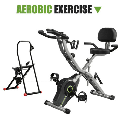 5 in 1 Foldable Stationary Exercise Bike and Stair Stepper Exercise Machine,Cardio Equipment set for Home Indoor, Exercise Equipment with 330LB Capacity