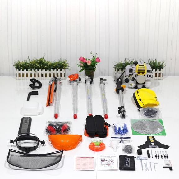 5 in 1 Gas Powered Weed Eater, 52cc 2-Stroke String Trimmer/Weed Trimmer/Brush Cutter/Edger/Pole Saw Pruner, Gas Hedge Trimming Tool with Extension Pole for Lawn & Garden Care