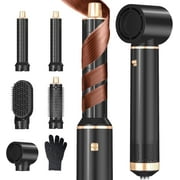 YSZZYSM 5 in 1 Hair Dryer Brush Hot Air Curling Brush Negative Ion Air Styler Multi Function Blow Dryer Brush with Curling Wand, Straightening Brush, and Volumizing Hot Air Brush for All Hair Types