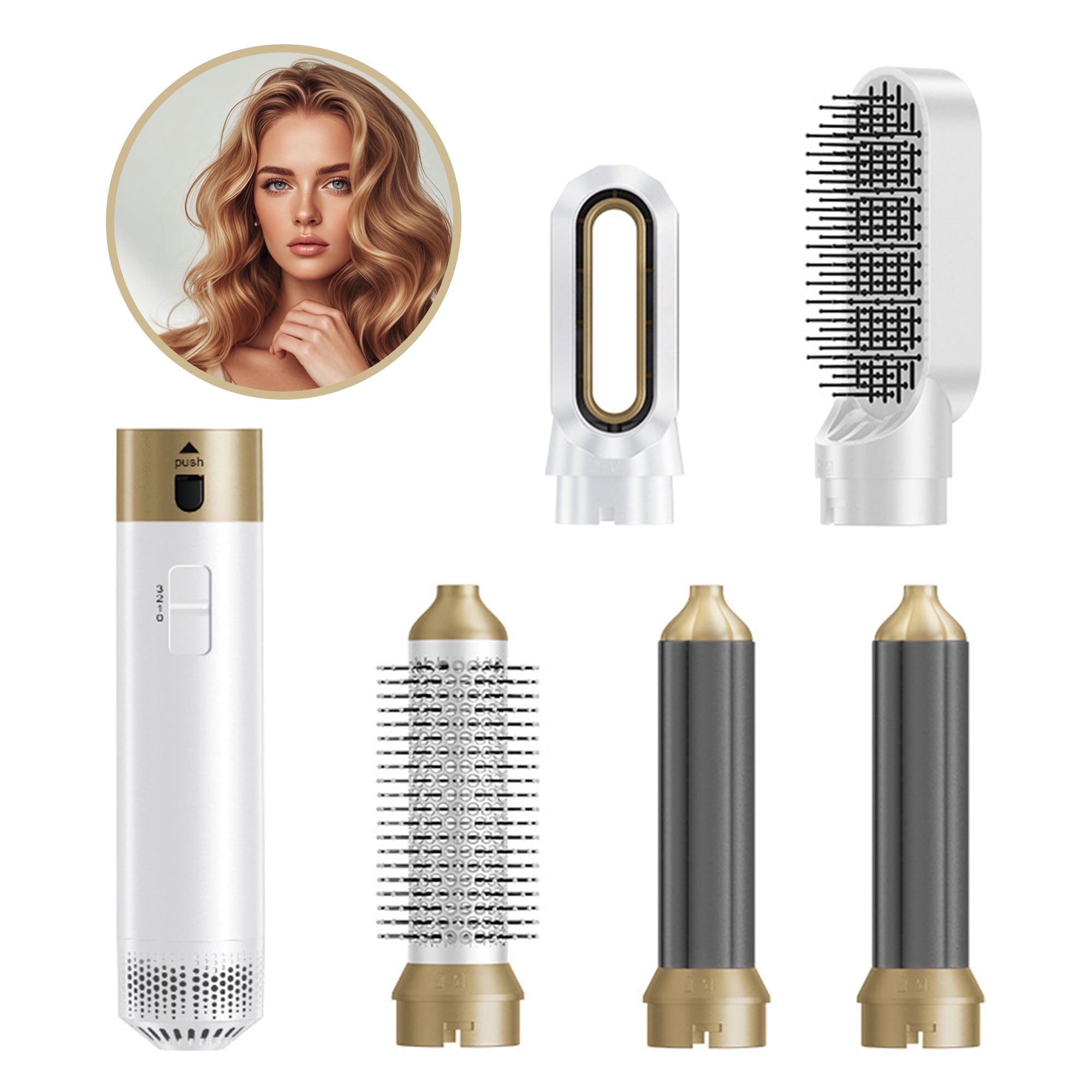 5 in 1 Hair Dryer Brush Set – Ionic Air Styler, Blow Dryer, Curling Iron & Hot Air Brush in One, Detachable Design for Drying, Curling, and Straightening Hair