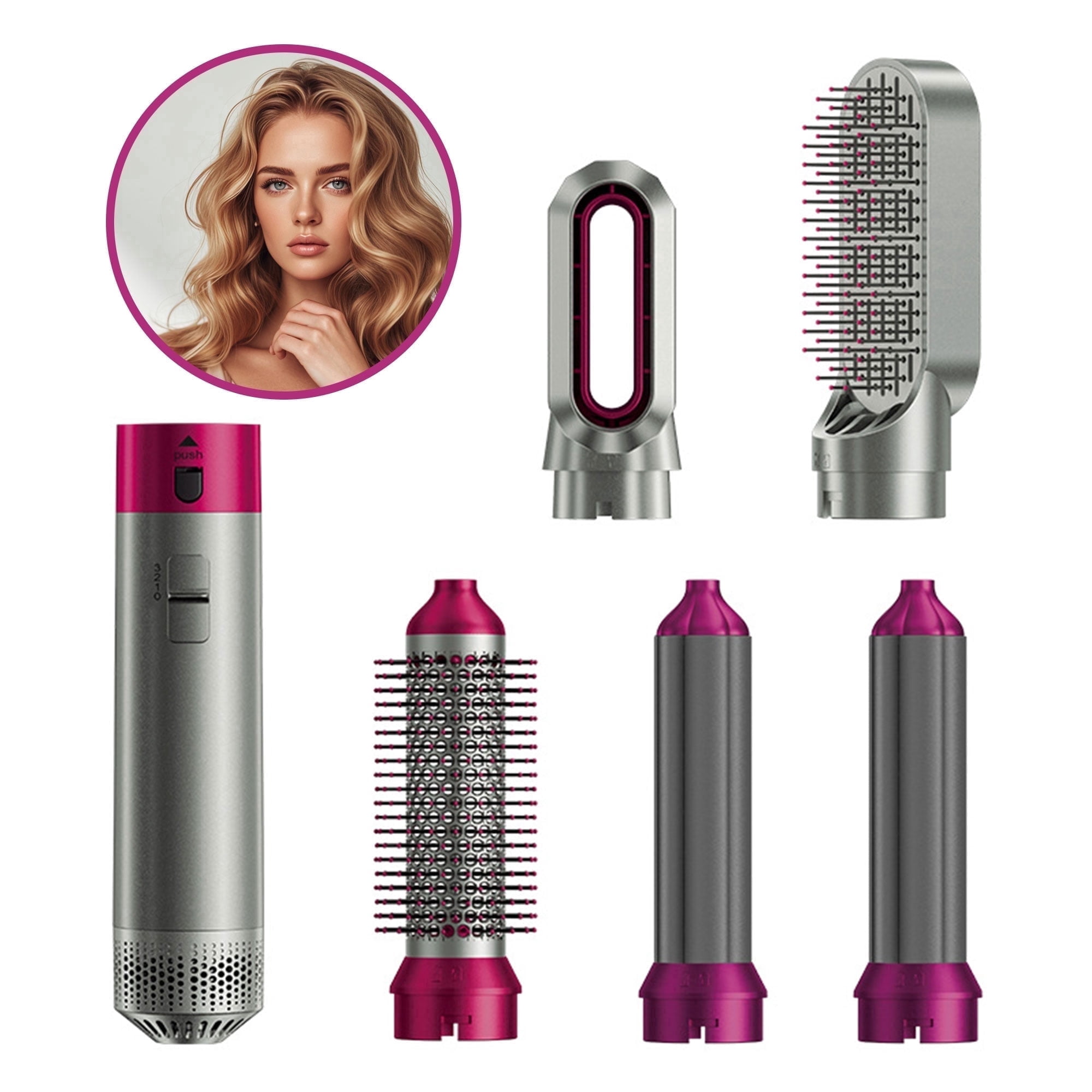 5 in 1 Hair Dryer Brush Set – Ionic Air Styler, Blow Dryer, Curling Iron & Hot Air Brush in One, Detachable Design for Drying, Curling, and Straightening Hair