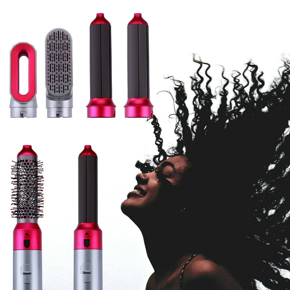 MyBat Pro 5-in-1 Hot Air Brush with Detachable Brush Heads for Straightening, Curling, and Styling
