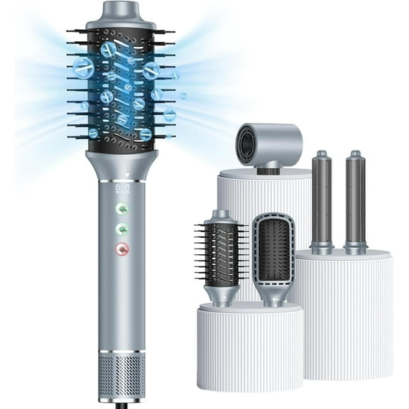 5 in 1 Hair Styler with High-Speed Ionic Hairdryer, 3 Temperature Adjustment Hair Dryer Brush Set, Automatic Curling Iron, Hot Air Styler for Fast Drying Curling Volumizing Straightening Styling