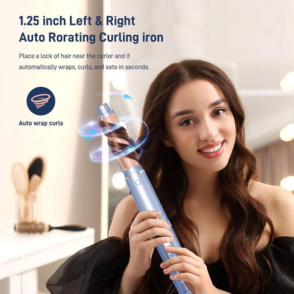 5 in 1 Hot Air Multi-Styler Professional Hair Wrap Styler Set with Air Curlers, Hair Dryer Brush, Straightener, Concentrator for Fast Drying Curling Straightening, Gift for Women