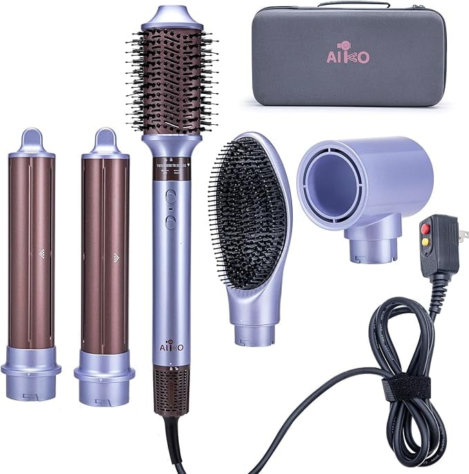 5 in 1 Hot Air Styler, High-Speed Negative Ionic Hair Dryer Fast Drying, Multi Hair Styler, Professional Blow Dryer Brush for Curling, Volumizing, Straightening & Styling with a Travel Case