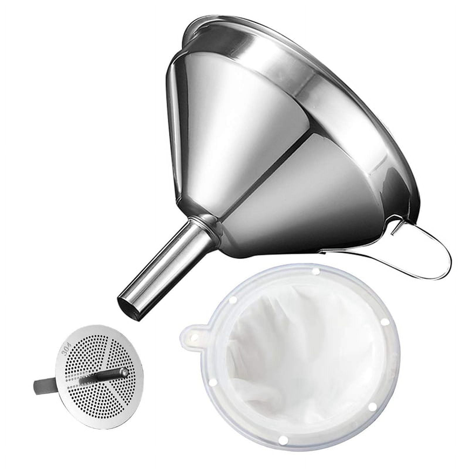 5.1 Inch 304 Stainless Steel Kitchen Funnel with 200 Mesh Food Filter