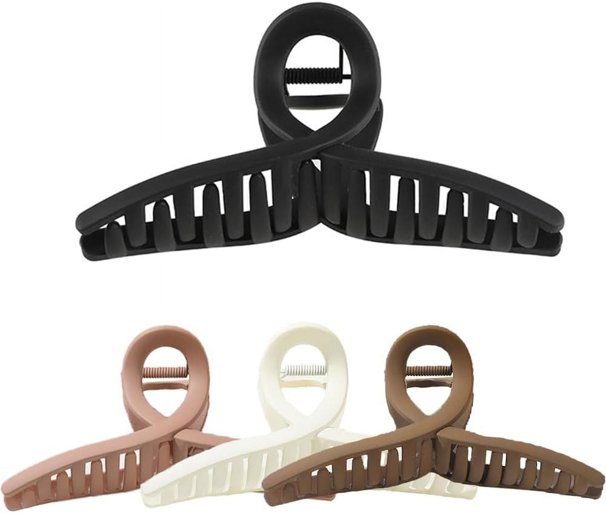 5.1 Inch Extra Large Claw Clips for Thick Hair and Long Hair 4 Pack Xl Jumbo Claw clips Oversized Matte Non-slip Hair Clips for Women Big Strong Hold Jaw Clip Neutral Colors (BK+WH+CO+OG)