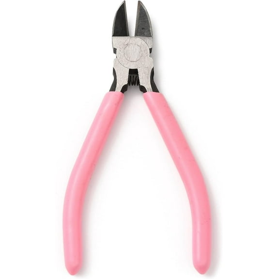 5.1 Inches-Side Cutting Pliers Flush Cut Pliers Metal Steel jewelry pliers with Pink Plastic Handle Cover Precision Tool for Cutting Wire Crafting Artificial Flowers