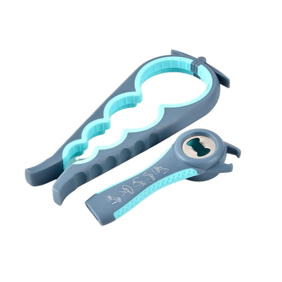 5 in 1 Jar Opener for Weak Hands and_Seniors with Arthritis, Non_ Rubber_Gripper Pad for Bottles Cans Lids, Multi Function Kitchen Tool for Arthritic Hands, Blue