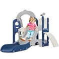 thumbnail image 1 of 5 in 1 Kids Slide and Swing Set for Indoor and Outdoor, Freestanding Slide for Toddler Playground Slipping Slide Climber Toy Playset with Basketball Hoop, Telescope, 1 of 6