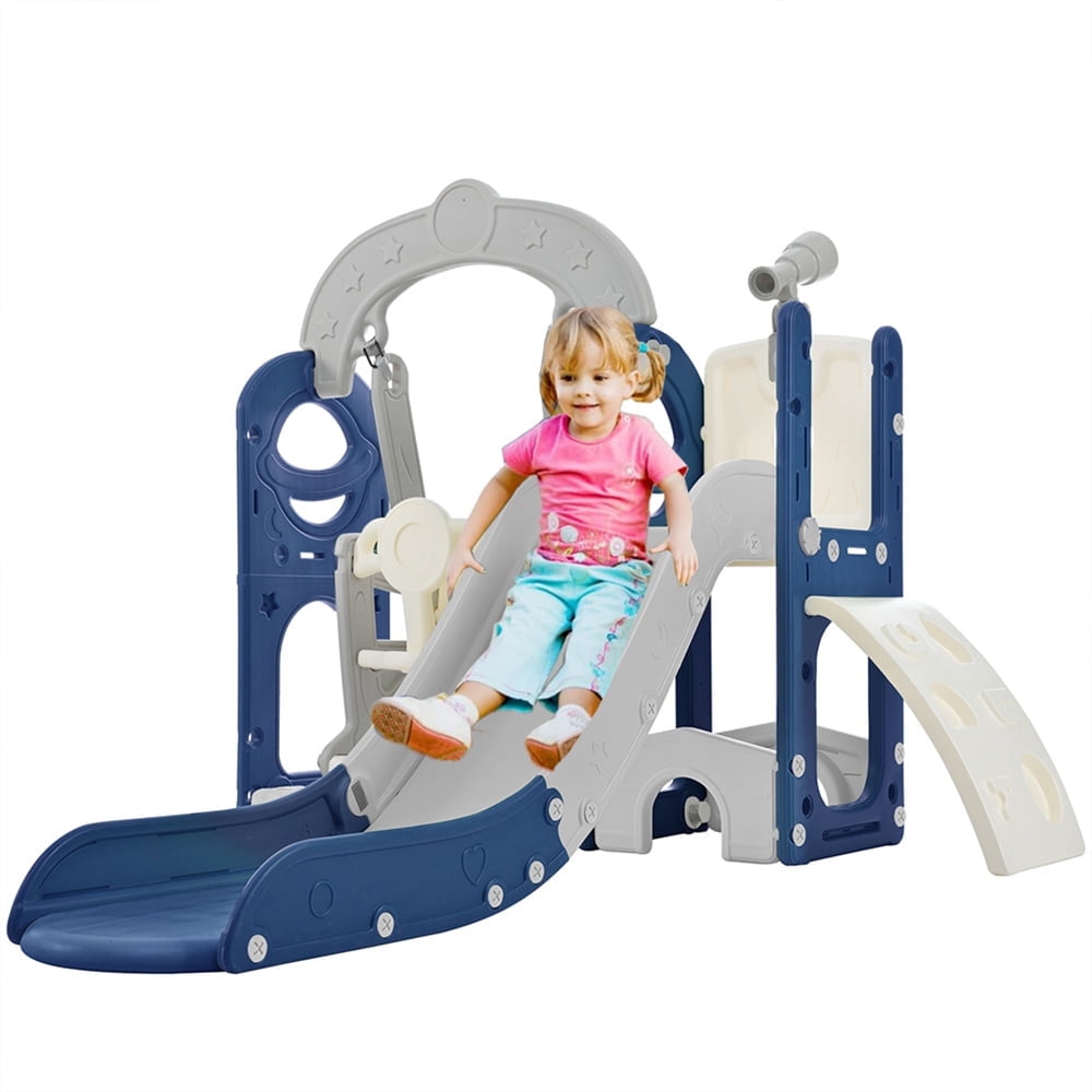5 in 1 Kids Slide and Swing Set for Indoor and Outdoor, Freestanding ...