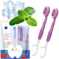 thumbnail image 1 of 5 in 1 Mini Toothbrush & Floss & Tongue Scraper & Toothpick Set, 5 in 1 Toothbrush & Floss, Disposable Toothbrushes with Toothpaste for Travel Gathering Use, 1 of 6