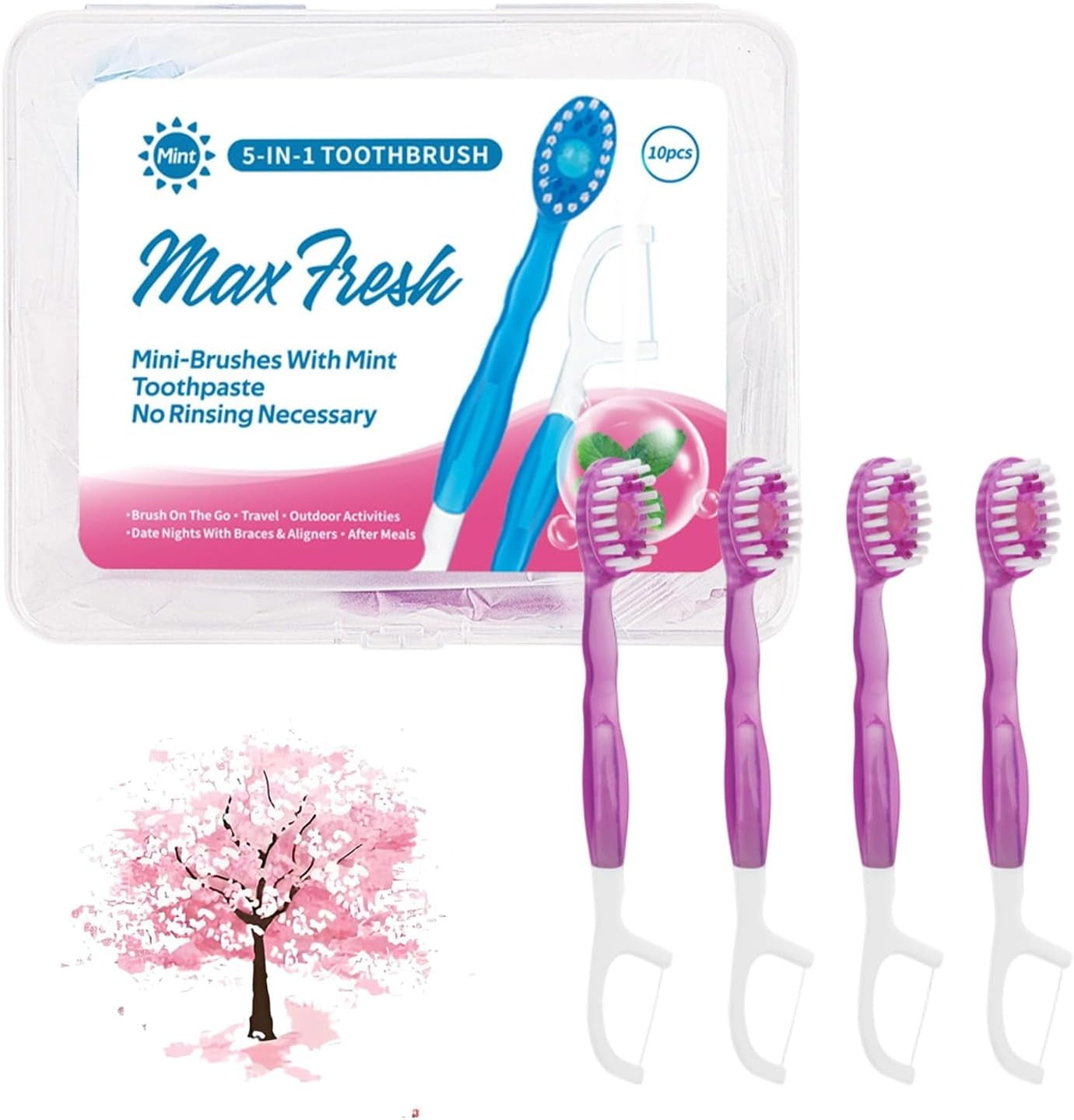 5 in 1 Mini Travel Toothbrush,5 in 1 Mini Disposable Toothbrushes with ...