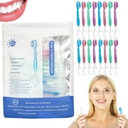 5 in 1 Mini Travel Toothbrush, Portable Travel Toothbrush with Toothpaste, 5-in-1 Mini Tooth Brush & Floss & Tongue Scraper & Toothpick Set, All in One Oral Care