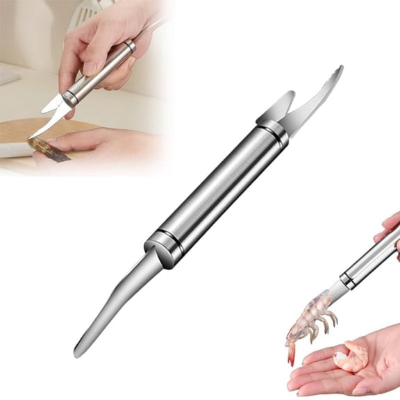 5 In 1 Multifunctional Shrimp Line Belly Knife, Stainless Steel Shrimp Line Scale Removal Knife, Portable Shrimp Line Peeling Knife For Kitchen, Oyster Shell Peeling Knife, 1Pc