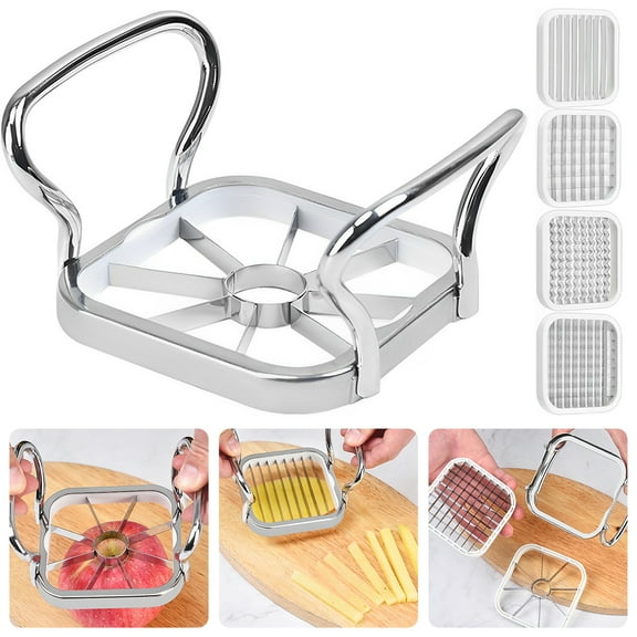 5 in 1 Multifunctional Vegetable Cutter with Steel Blade Stainless Food Fruit Slicer Chopper Kitchen Accessories Stainless Steel Vegetable Fruit Cutter Apple Watermelon Potato Cutter