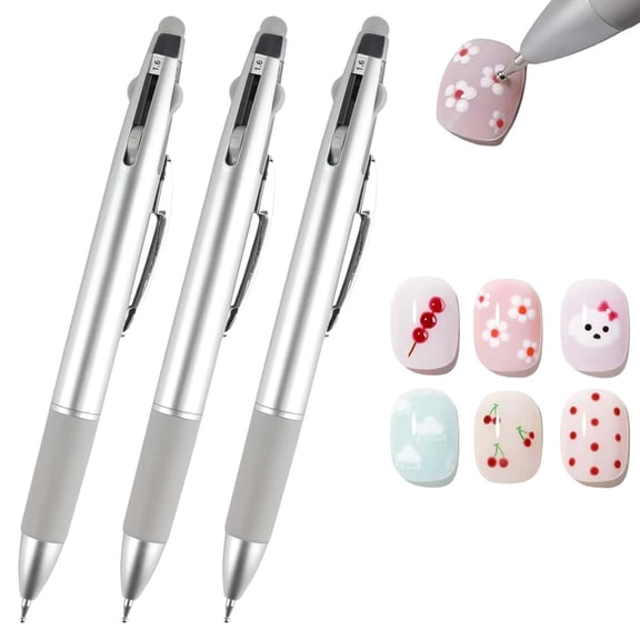 5 in 1 Nail Art Dotting Pen, Nail Dotting Pen Nail Art Dotting Tools in Ballpoint Pen Design Kit, Nail Art Tip Dot Paint Manicure Kit, Professional Nail Art Tool for Beauty Salons DIY (3PCS, One Size)