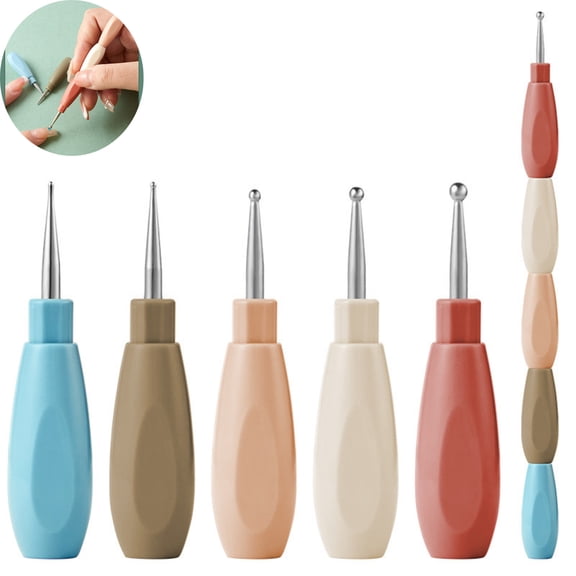 5 in 1 Nail Dotting Pen, Nail Dotting Tool with 5 Detachable Color-Coded Tip Sizes 0.6/0.7/1.3/1.8/2.3mm, Portable Dotting Tools Nail Art for Flowers, Polka Dots and DIY Nail Design (5PCS)