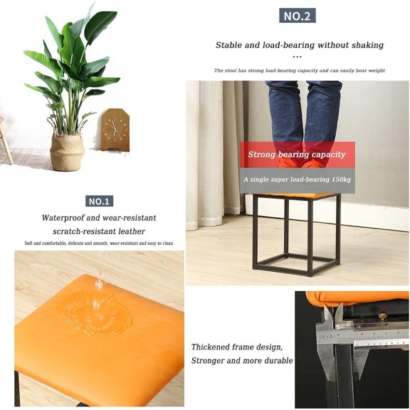 5 in 1 Nesting Ottoman Cube Chair, Stackable Stools, Leather Square Ottoman Bench, Foot Stool with Wheels for Bedroom Living Room,Dining Room, Ottoman Set of 5 (Size : Colorful B)$$Furniture