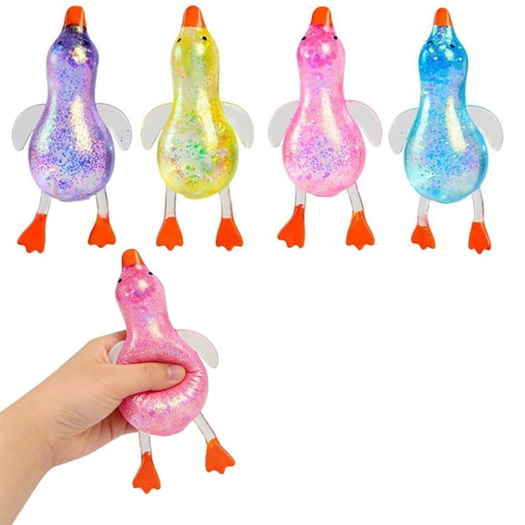 Under 5 1 Packs Glitter Ducks Squishies Fidget Toys Stress Relief Sensory Balls for Adults Anxiety Focus Desk Toys Fun Party Favors Stocking Stuffers for Ki-ds, Gir-ls, Tod-dler & Adult (Pink)