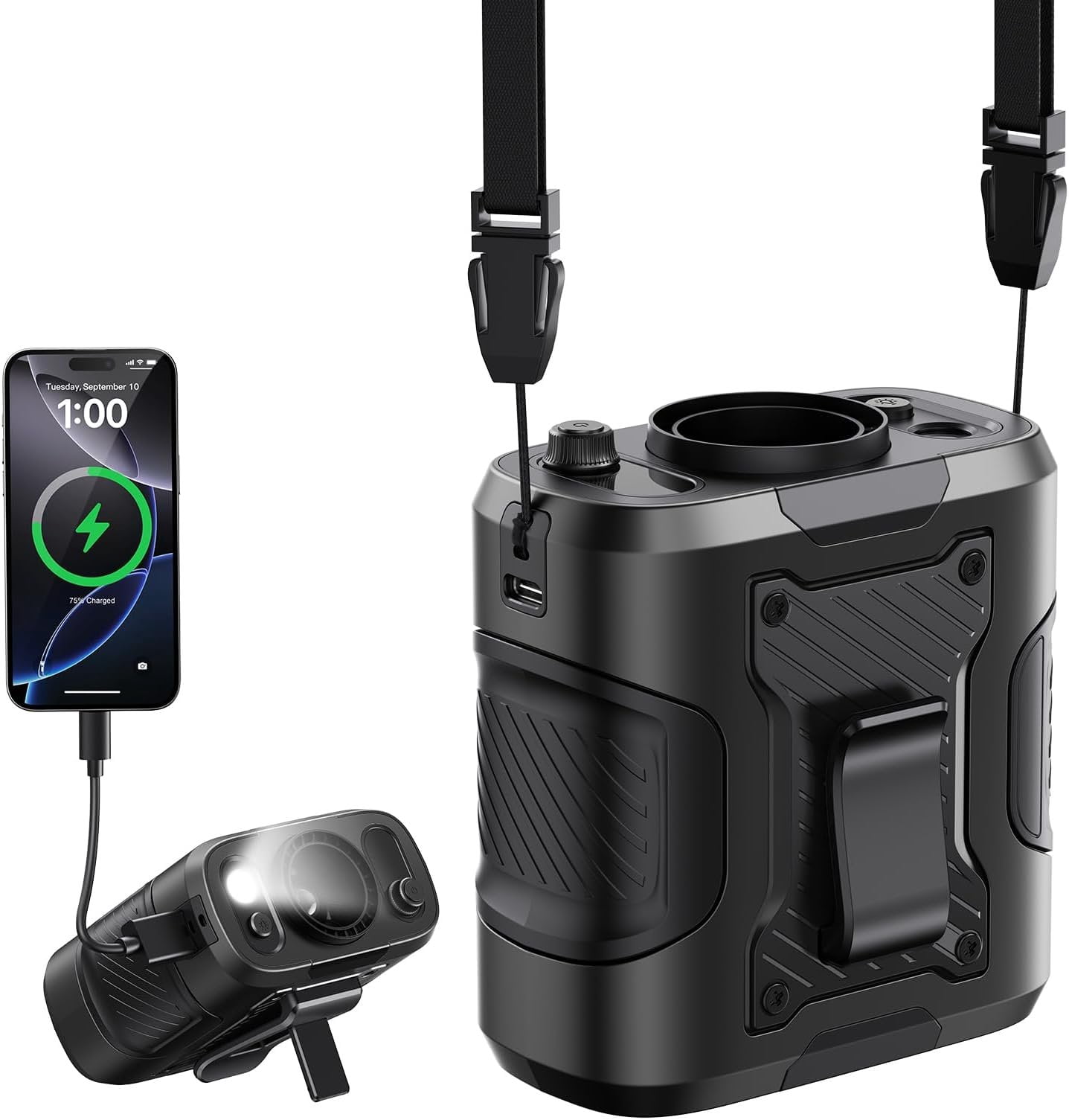 5 in 1 Portable Turbo Clip Fan, 100 Speeds, 13500RPM, 24H Cooling, LED ...