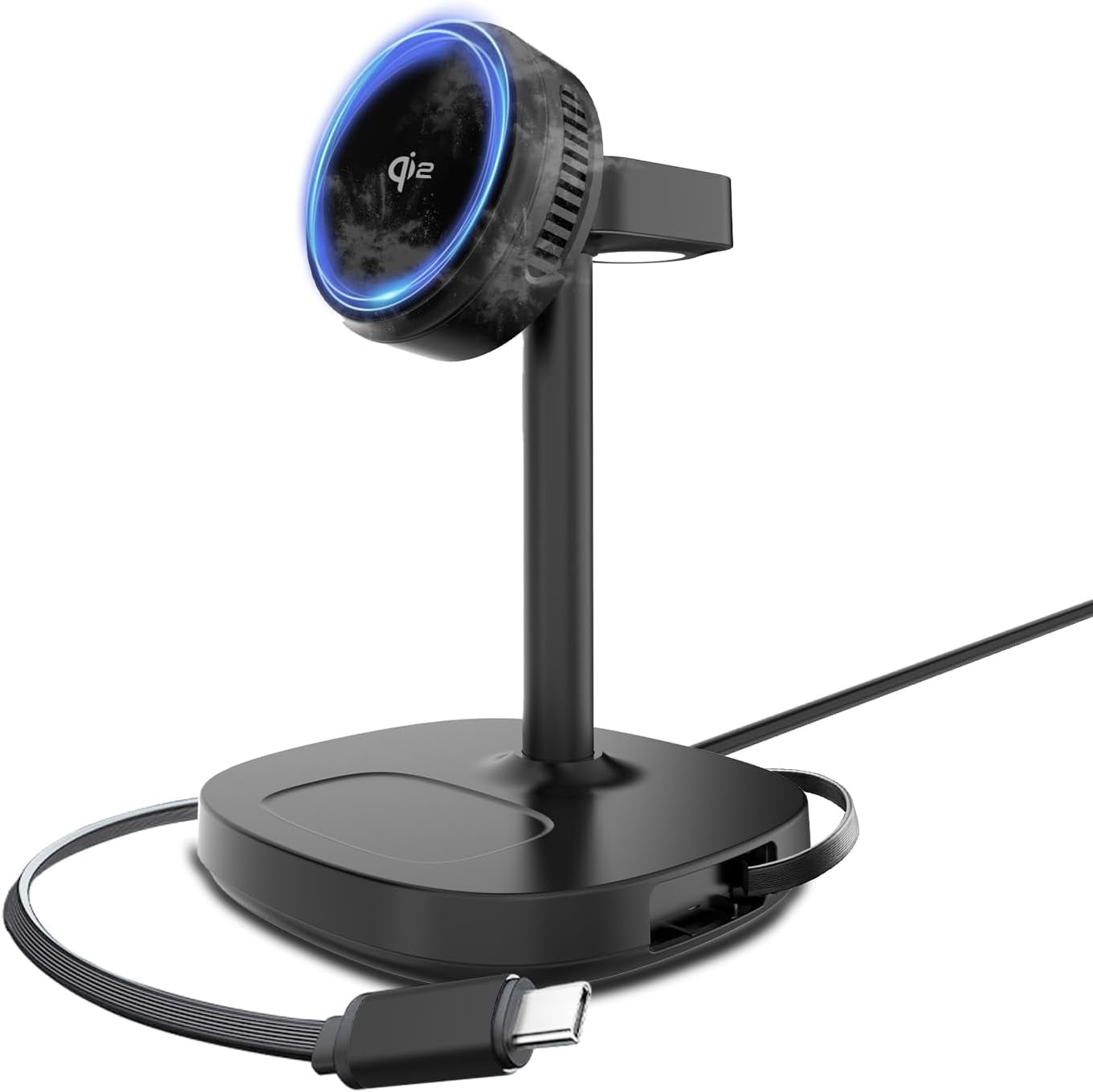 5 in 1 Qi2 Magnetic Wireless Charger Stand, 15W Fast Wireless Charging Station with Cooling Fan for iPhone 17/16/15/14/13/12, AirPods, Apple Watch - 65W Adapter & Retractable USB-C Cable Included