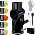 thumbnail image 1 of 5 in 1 Rotary Cheese Grater Vegetable Slicer with Handle - Upgraded Hand Crank Cheese Grater with Handle and Strong Suction Base, Multi-Purpose Slicer with 5 Well-Designed Blades (Black), 1 of 4