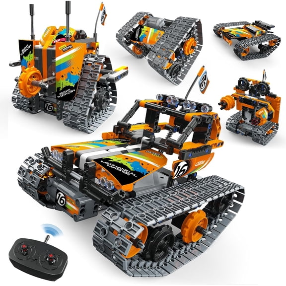 5 in 1 STEM Remote Control Building Kit, 392Pcs Blocks Erector Projects Set Toys for Kids Age 8-12, Build a Tank/Robot/AVT DIY Science Educate 6 7 9 10 11 Years Old for Boys & Girls Gift Ideas