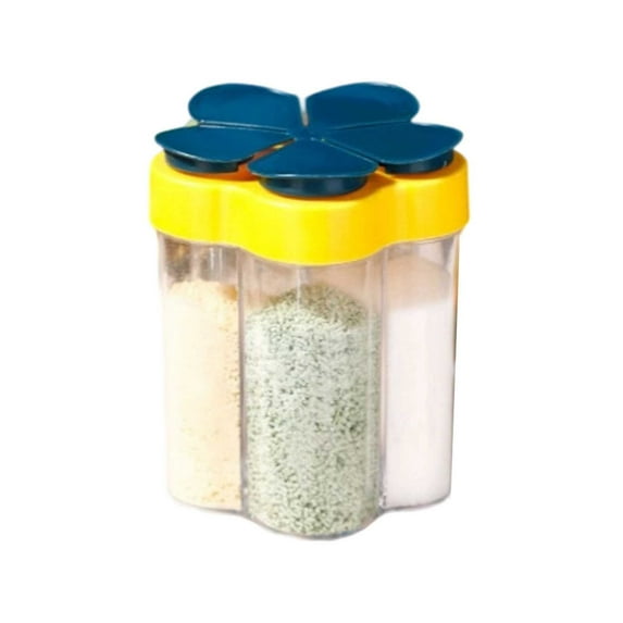 5 in 1 Spice Containers,Multi-Spice Dispenser,Portable Travel Seasoning Condiment Containers,Salt Pepper Spice Shaker with Lid Clear Container Jars(Sky Blue)
