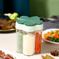 5 in 1 Spice Containers Multi Spice Dispenser Portable Travel Seasoning Condiment Containers Salt Pepper Spice Shaker with Lid and Labels Clear Container Jars for Kitchen Outdoor Cooking