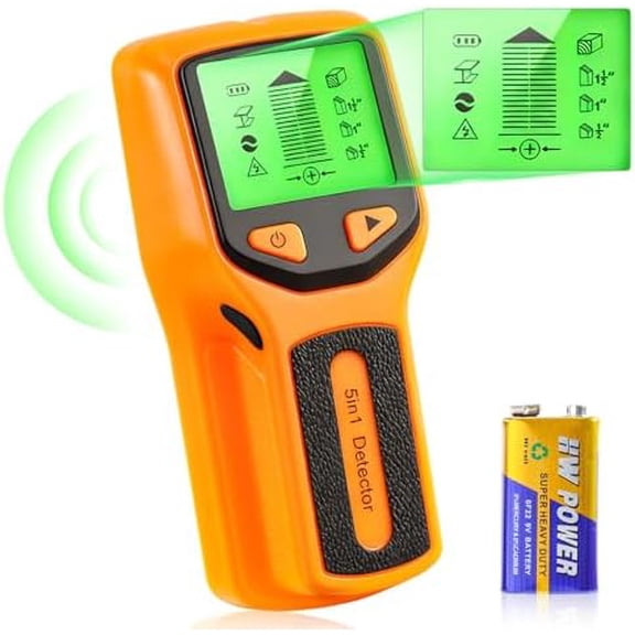 5 in 1 Stud Finder, Stud Detector - Precisely Locates the Center and Edge of Studs, Wall Scanner with Audio Alarm & Deep Scan Sensor for Wood, Metal Studs, Live AC Wires, Pipes & Joists$$Tools