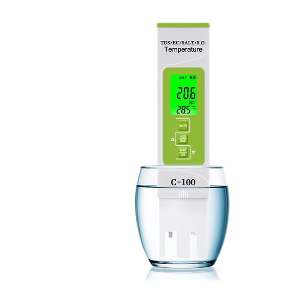 5 In 1 TDS/EC/Salinity/S.G./Temperature Salt Meter Digital Sea Water Quality Tester For Swimming Pools Drinking Water Aquarium ,Accurate and Reliable - NO BACKLIGHT_X
