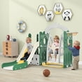 thumbnail image 1 of 5 in 1 Toddler Slide and Swing Set, Kids Playground Climber Slide Playset with Basketball Hoop Freestanding Combination for Kids, Indoor and Outdoor Slide Toddler Playset, 1 of 9