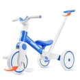 thumbnail image 1 of 5 in 1 Tricycle for Toddlers 1-3, Toddler Balance Bike with Parent Steering Push Handle, Kids Trike Baby Toys for 1 2 3 Year Old Boys Girls, Training Birthday Gift & Toys, Blue, 1 of 9