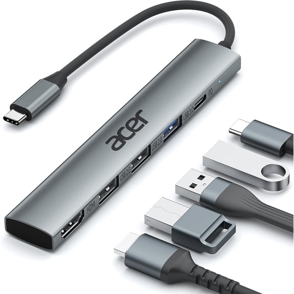 5 in 1 USB C Hub with 4K HDMI, 100W Power Delivery, 3 A Data Ports, to HDMI Multiport Adapter for Laptop, PC, Tablet, MacBook Air, iPad iMac, iPhone 15/16 Pro/Pro Max