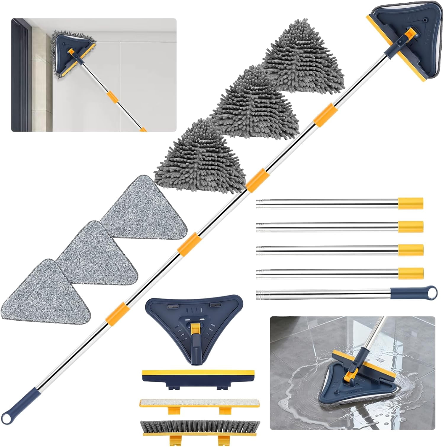 5 in 1 Wall Cleaner Mop, 78 Inch Base Board Cleaner Tool with Long ...