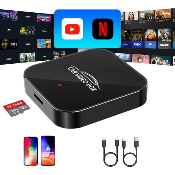 5 in 1 Wireless CarPlay Adapter with Netflix YouTube, 2025 New Carplay Wireless & Android Auto Adapter Converts Wired to Wireless Carplay Dongle Magic CarPlay Ai Box Streaming Video for iPhone/Androi