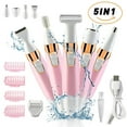 thumbnail image 1 of 5 in 1 Women Electric Hair Removal Razor Cordless Ladies Shaver Painless Body Hair Trimmer Remover Rechargeable Epilator for Bikini Facial Nose Ear Eyebrows Leg Armpit Clipper Grooming Groomer Kit, 1 of 7