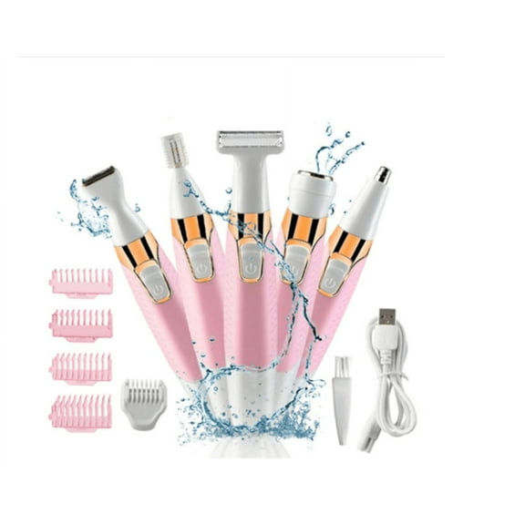 5 in 1 Women Painless Hair Remover,Facial Hair Removal, Electric Cordless Shaver Set, Wet & Dry Lady Razor for Women for Bikini Line,Nose Hair,Eyebrow,Arm,Leg USB Rechargeable