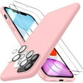 thumbnail image 1 of [5 in 1 for iPhone 11 Case 6.1, with 2 Pack Screen Protector + 2 Pack Camera Lens Protector, Liquid Silicone Ultra Slim Shockproof Protective Phone Case [Microfiber Lining] (Red)…, 1 of 12